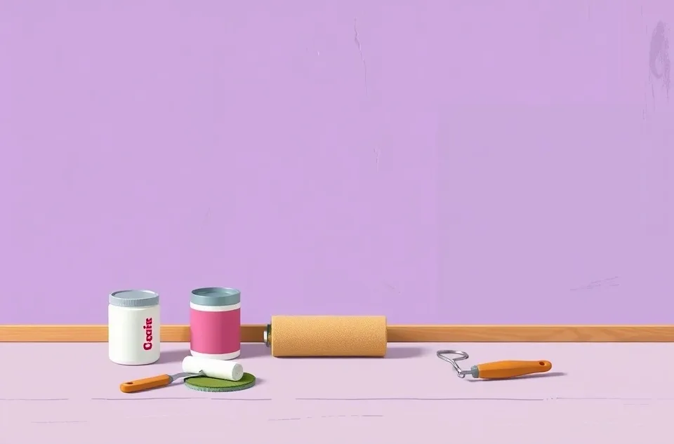 Outils de peinture disposés dans l'ordre des étapes du chantier